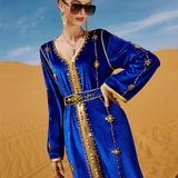 caftan marocain bleu roi luxe 