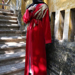 abaya femme ouverte rouge 
