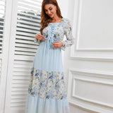 abaya dubai robe caftan bleu